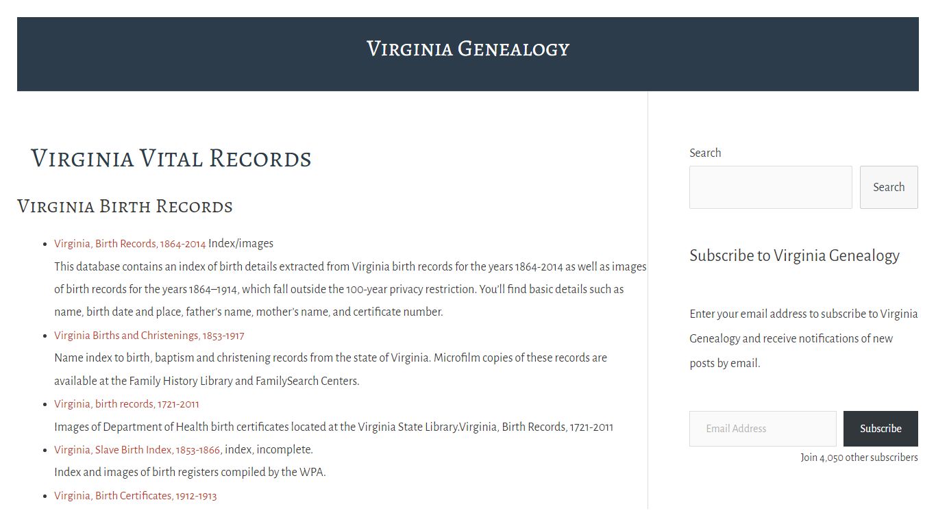 Virginia Vital Records - Virginia Genealogy